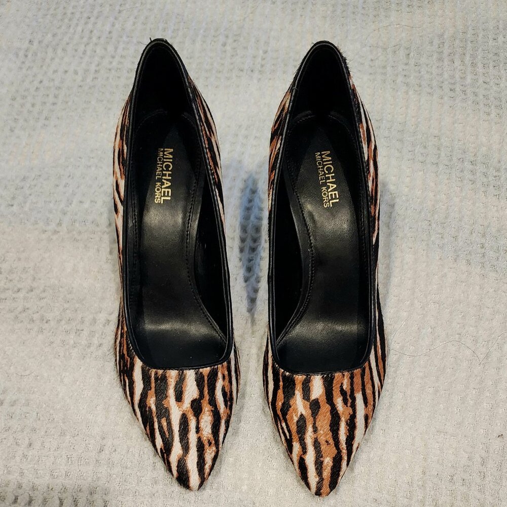 NNWOB MICHAEL KORS DARK ANIMAL PRINT DOROTHY FLEX PUMP HEELS SIZE 5.5